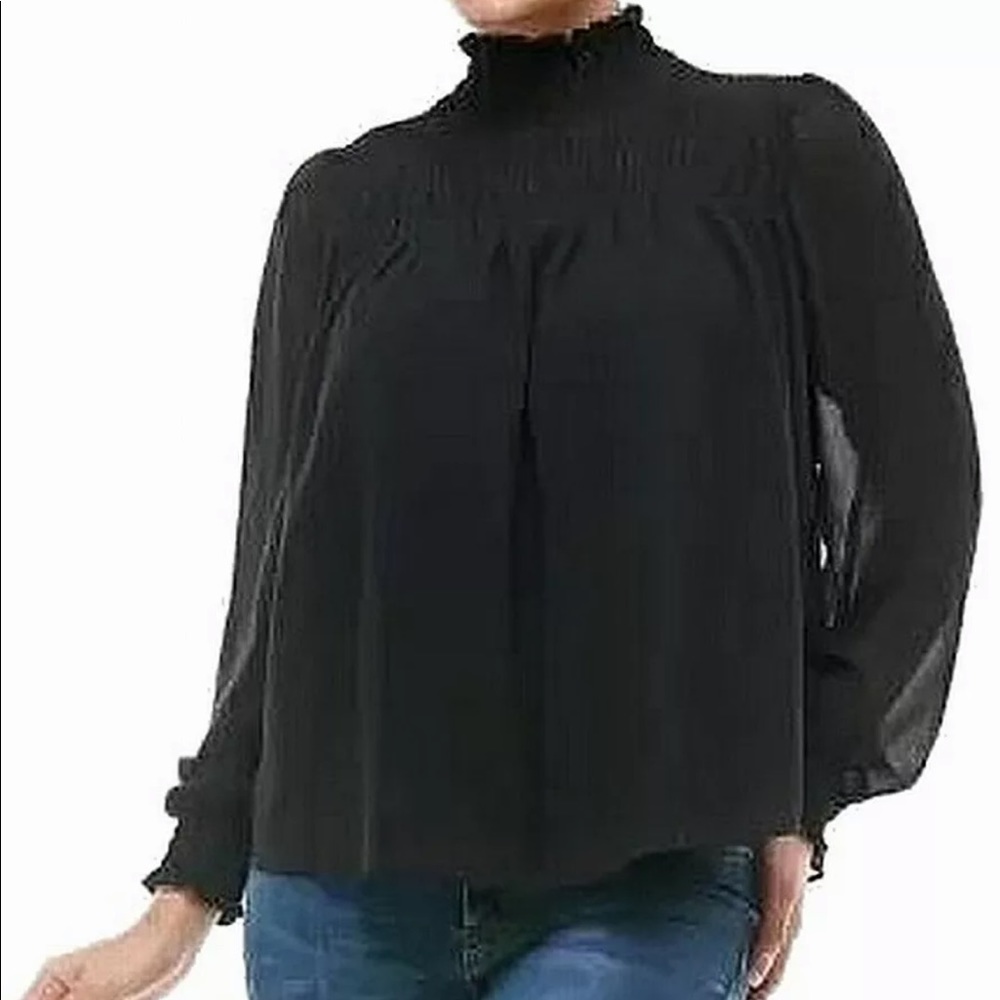 Q+A mock neck blouse black size Large NWT